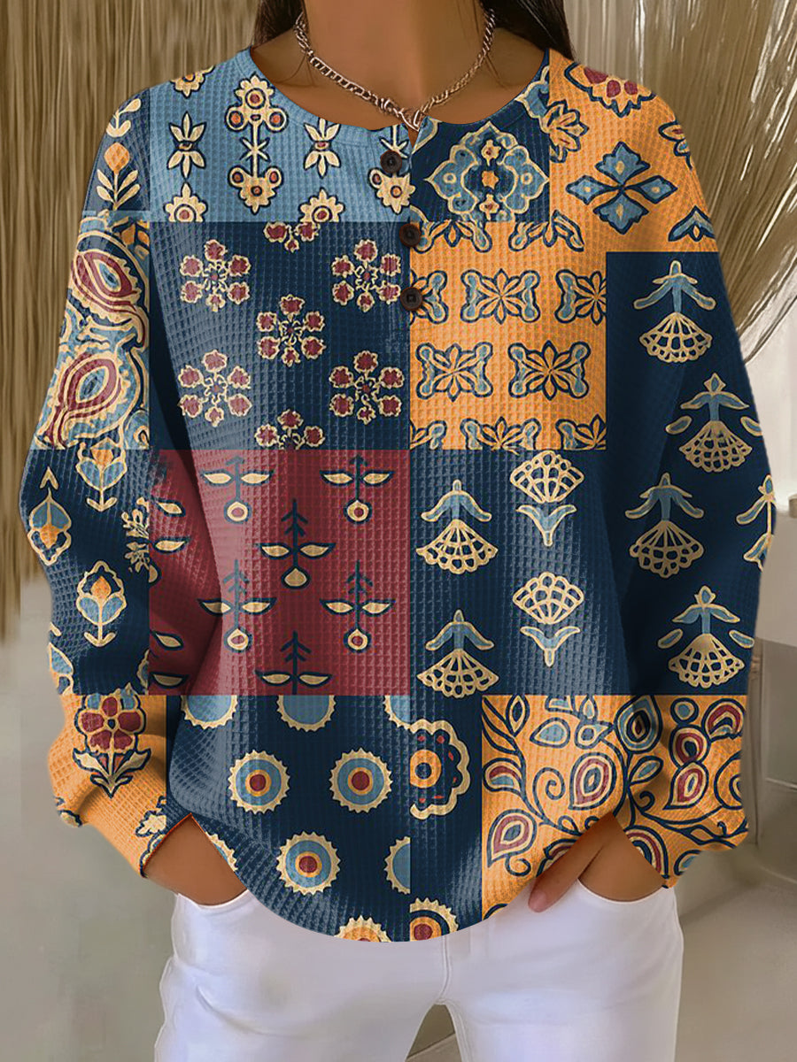 Anika | Maglione con Stampa Etnica a Quadri