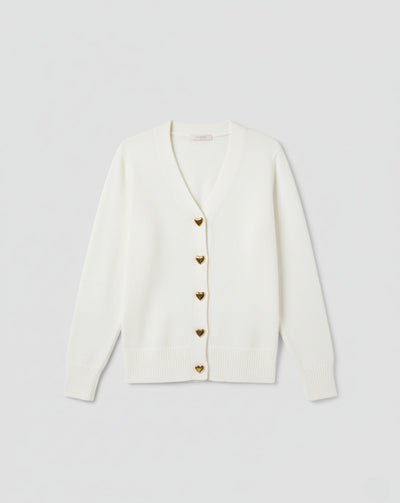 Cardigan in Lana con Bottoni a Cuore