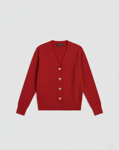 Cardigan in Lana con Bottoni a Cuore