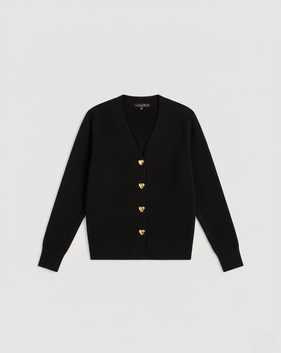 Cardigan in Lana con Bottoni a Cuore
