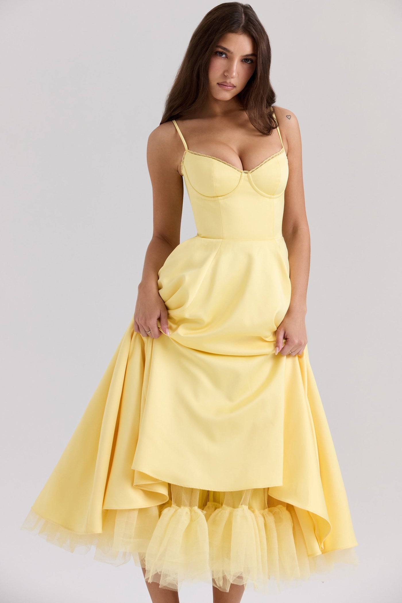 Luce - abito midi in tulle satinato