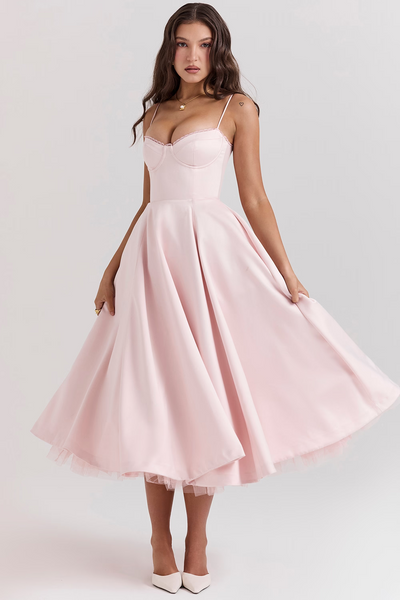Luce - abito midi in tulle satinato