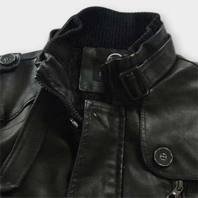 Giacca da Biker Elegante in Pelle Lunga
