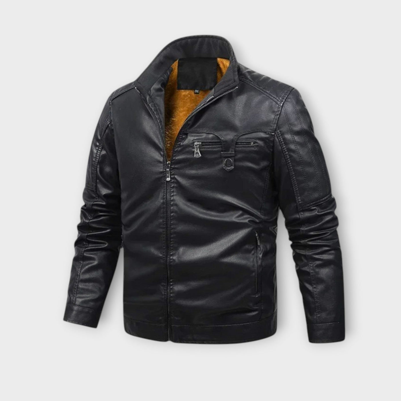 Giacca in Pelle Foderata in Fleece Retro