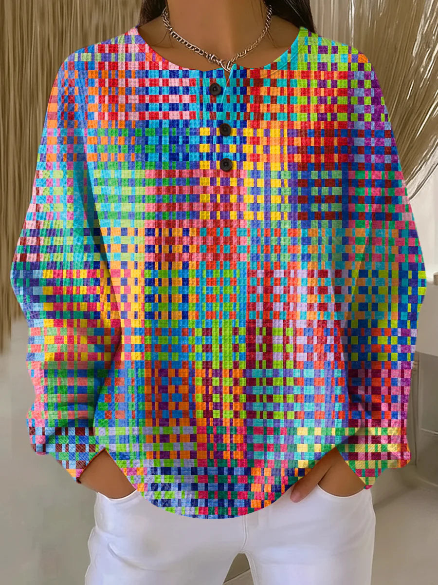 Rosa | Maglione con Design a Quadri Colorati