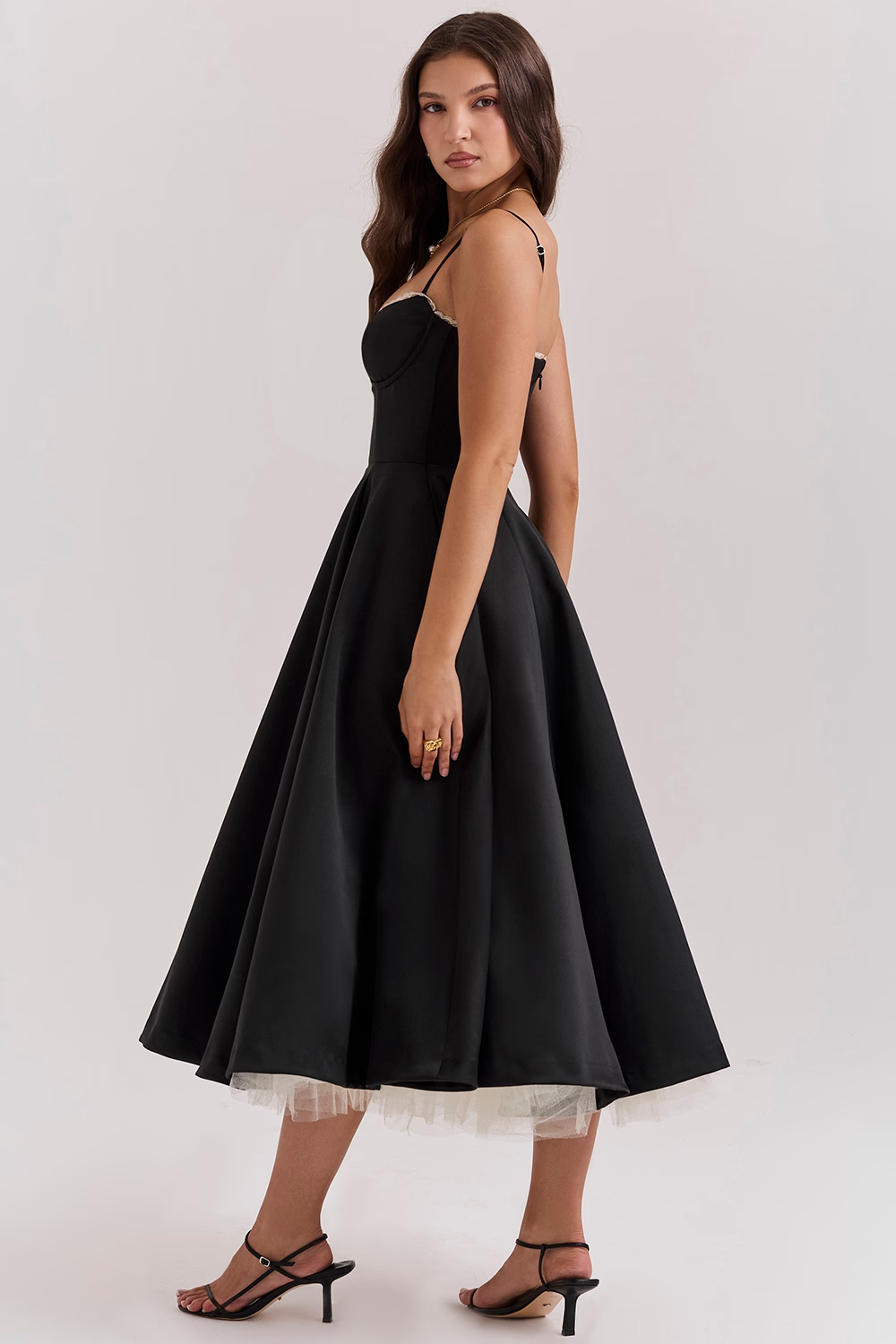 Luce - abito midi in tulle satinato