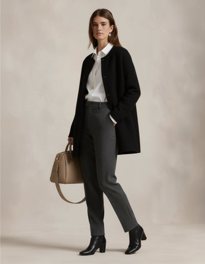 Vallini Milano – Cardigan in Lana senza Colletto