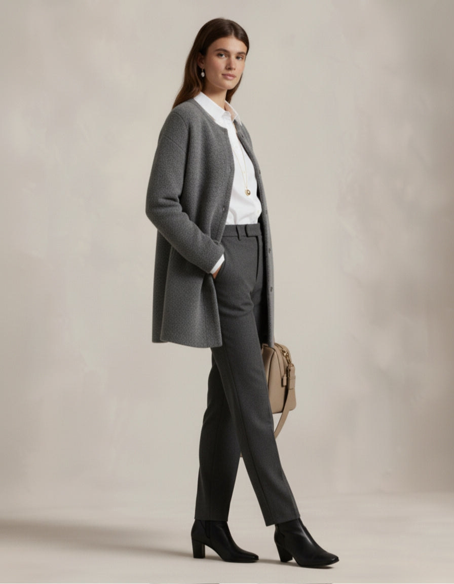 Vallini Milano – Cardigan in Lana senza Colletto