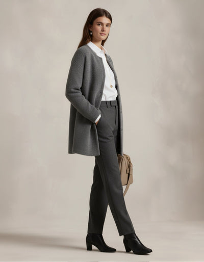 Vallini Milano – Cardigan in Lana senza Colletto