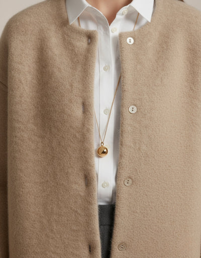 Vallini Milano – Cardigan in Lana senza Colletto