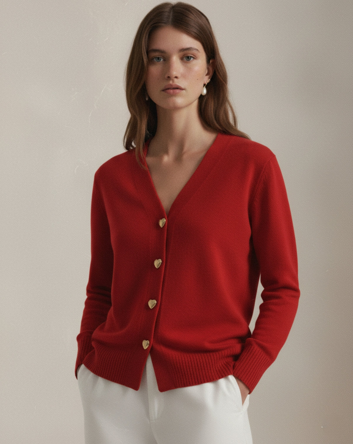 Cardigan in Lana con Bottoni a Cuore