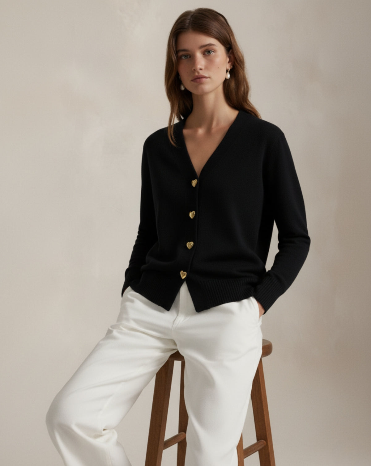 Cardigan in Lana con Bottoni a Cuore