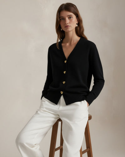 Cardigan in Lana con Bottoni a Cuore