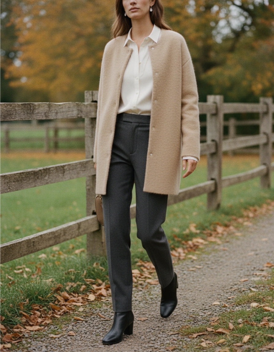 Vallini Milano – Cardigan in Lana senza Colletto