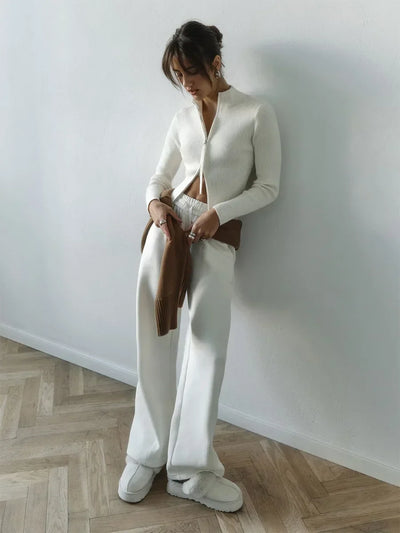 Livia – Cardigan Zip Doppiato in Cotone