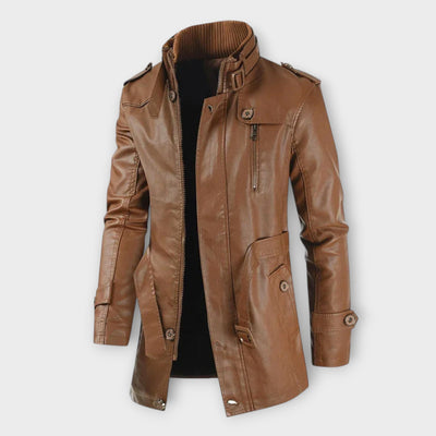 Giacca da Biker Elegante in Pelle Lunga